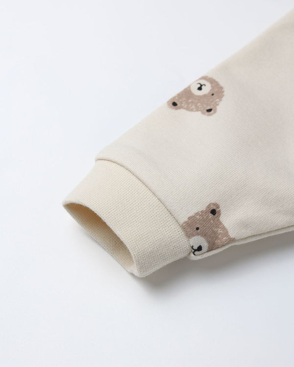 CREWNECK BUBBLE ROMPER || BROWN BEAR