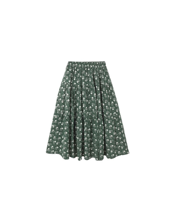 TIERED MIDI SKIRT || GREEN DITSY