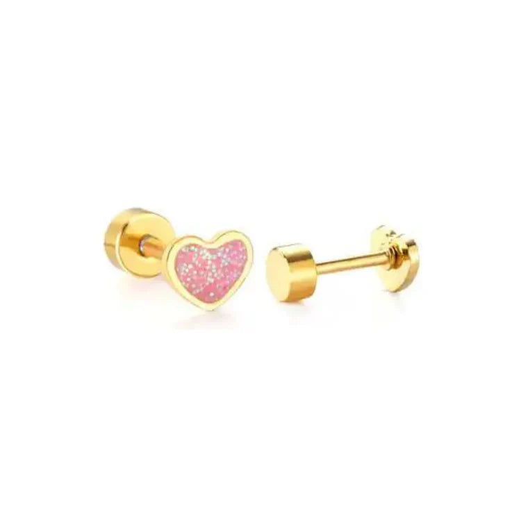 Screwback Stud | Nora Heart Pink