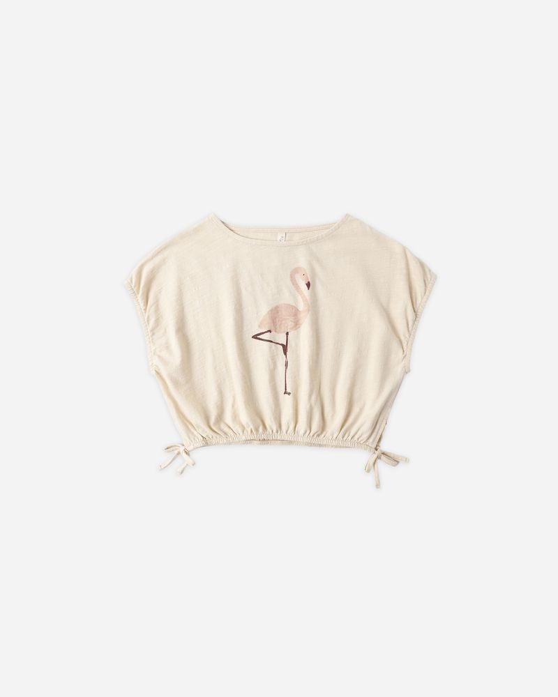 CROPPED CINCH TEE | FLAMINGO