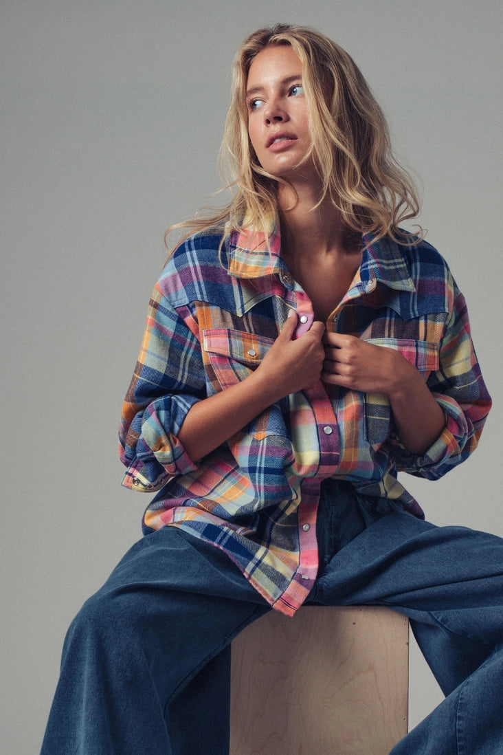 Plaid Snap Front Western Shirt