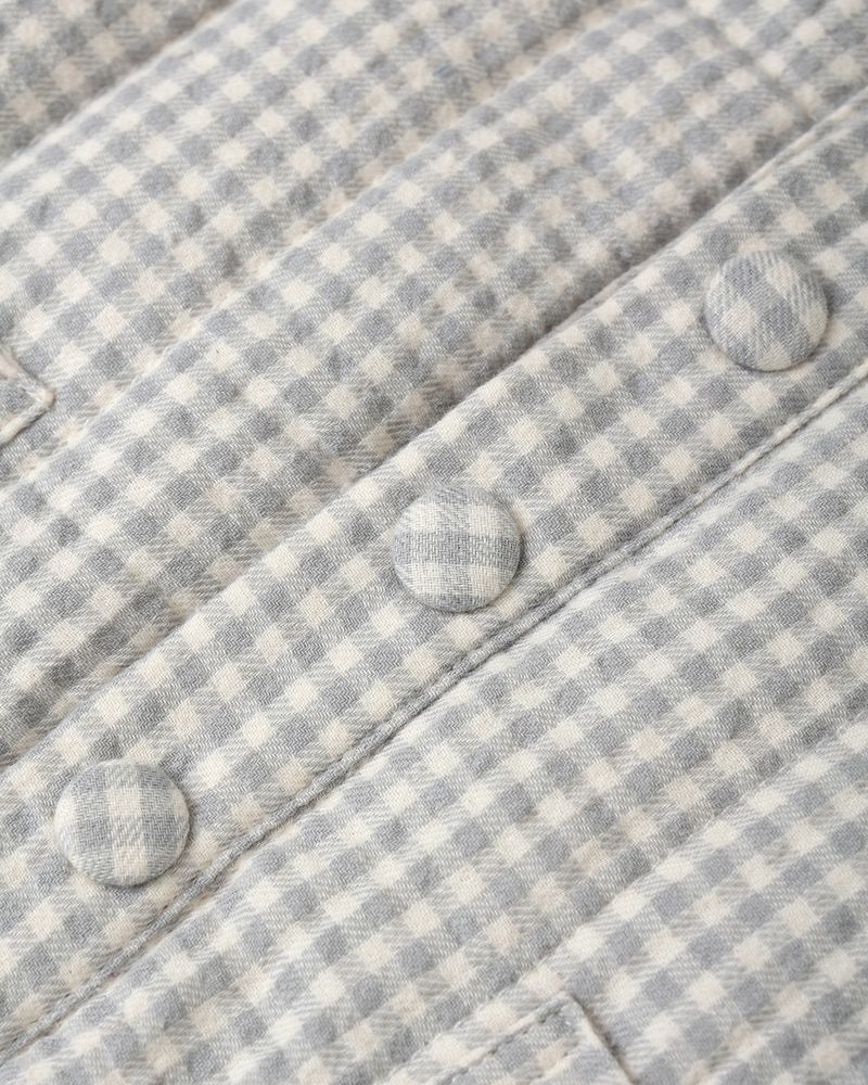 HOODED WOVEN JACKET || BLUE GINGHAM