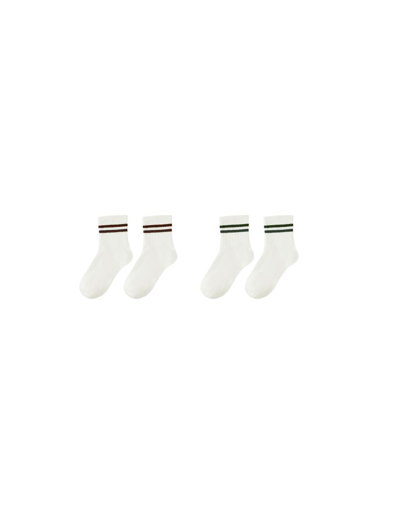 STRIPE SOCKS - SET OF 2 || BROWN + GREEN STRIPE