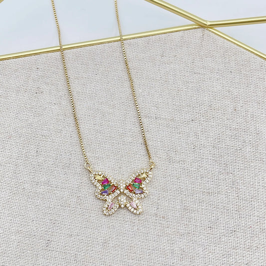 Rainbow Butterfly Necklace