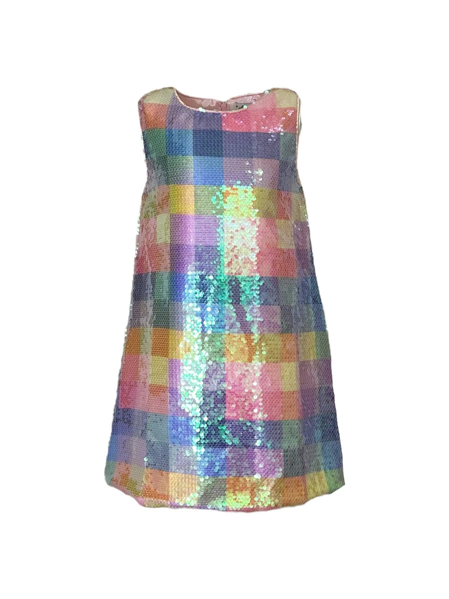 Sequin Plaid Pastel Tank Dress