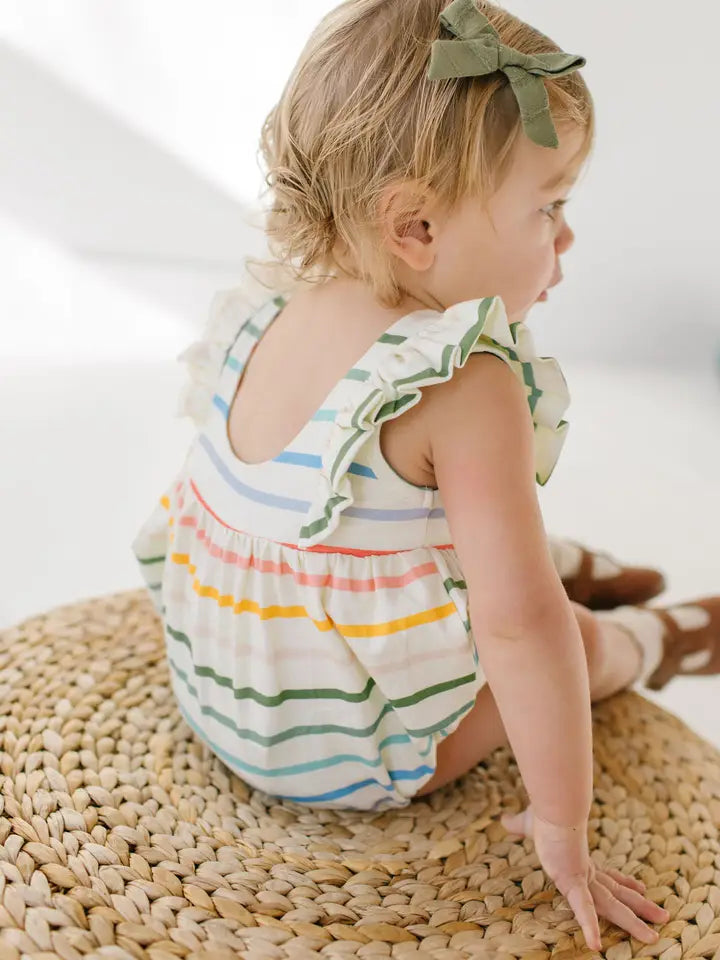 Amelia Romper | Primary Stripe