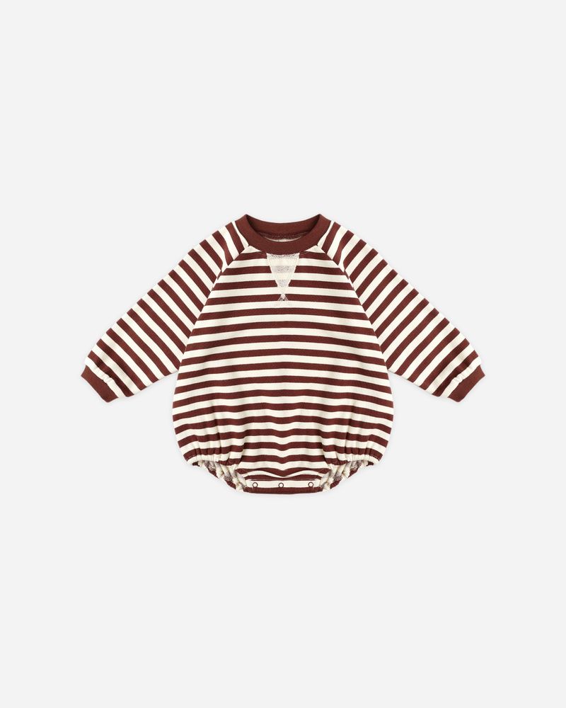CREWNECK ROMPER || BURGUNDY STRIPE