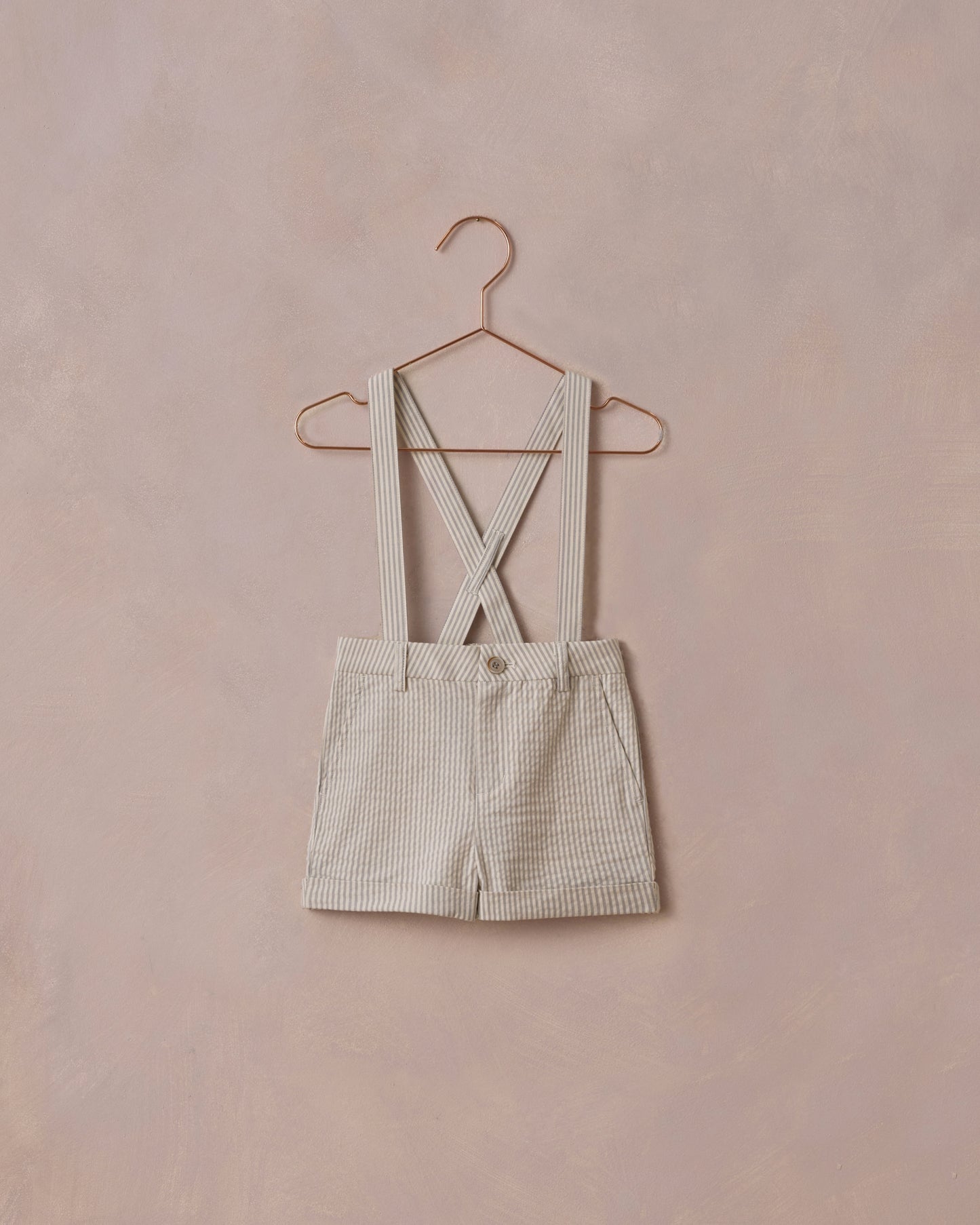 SUSPENDER SHORT | SAGE STRIPE