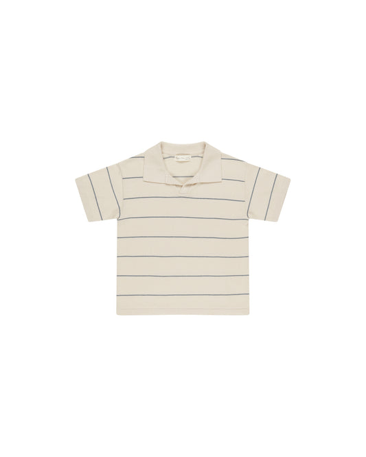 CHANDLER KNIT POLO || BLUE STRIPE