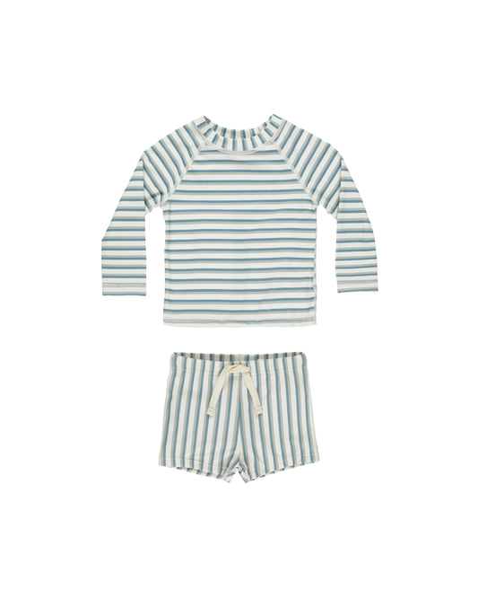 RASHGUARD BOY SET || SEAFOAM STRIPE