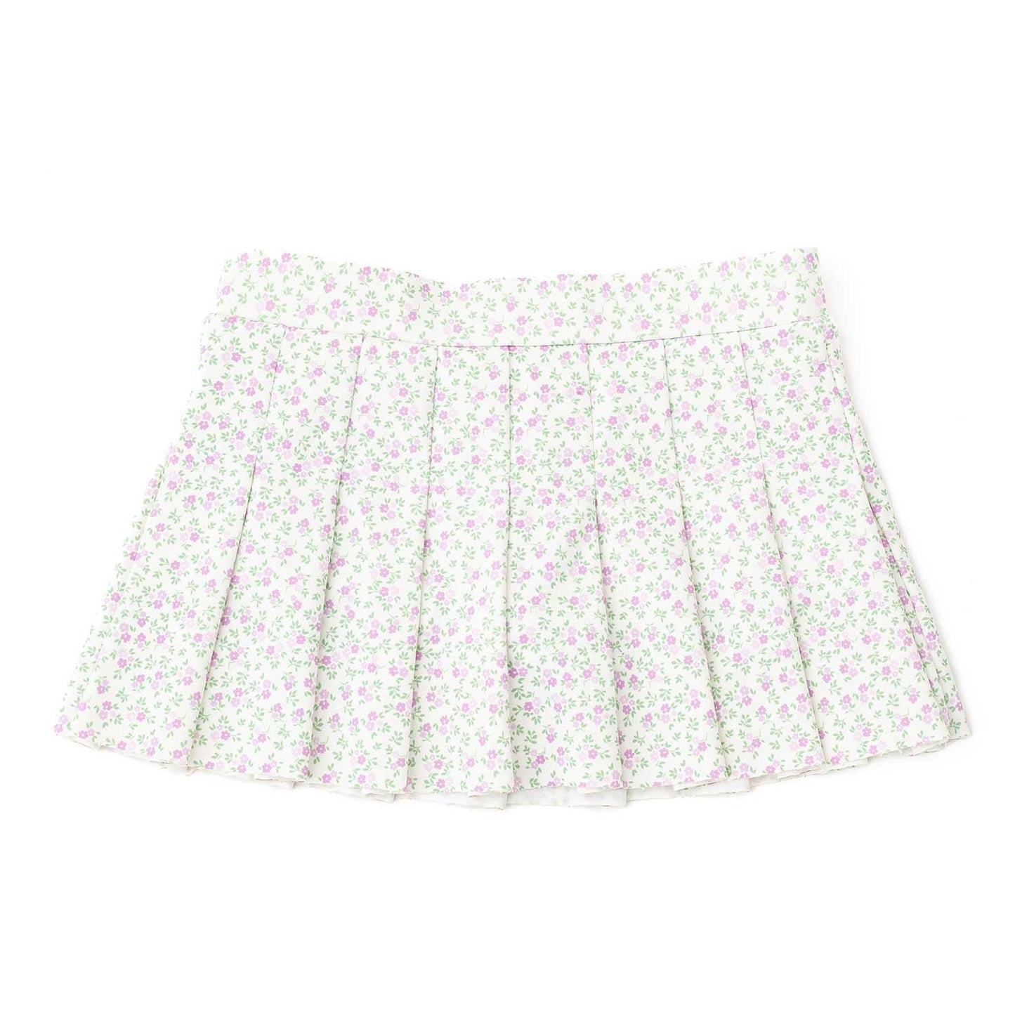 Cottage Floral Lilac Pleated Active Skirt