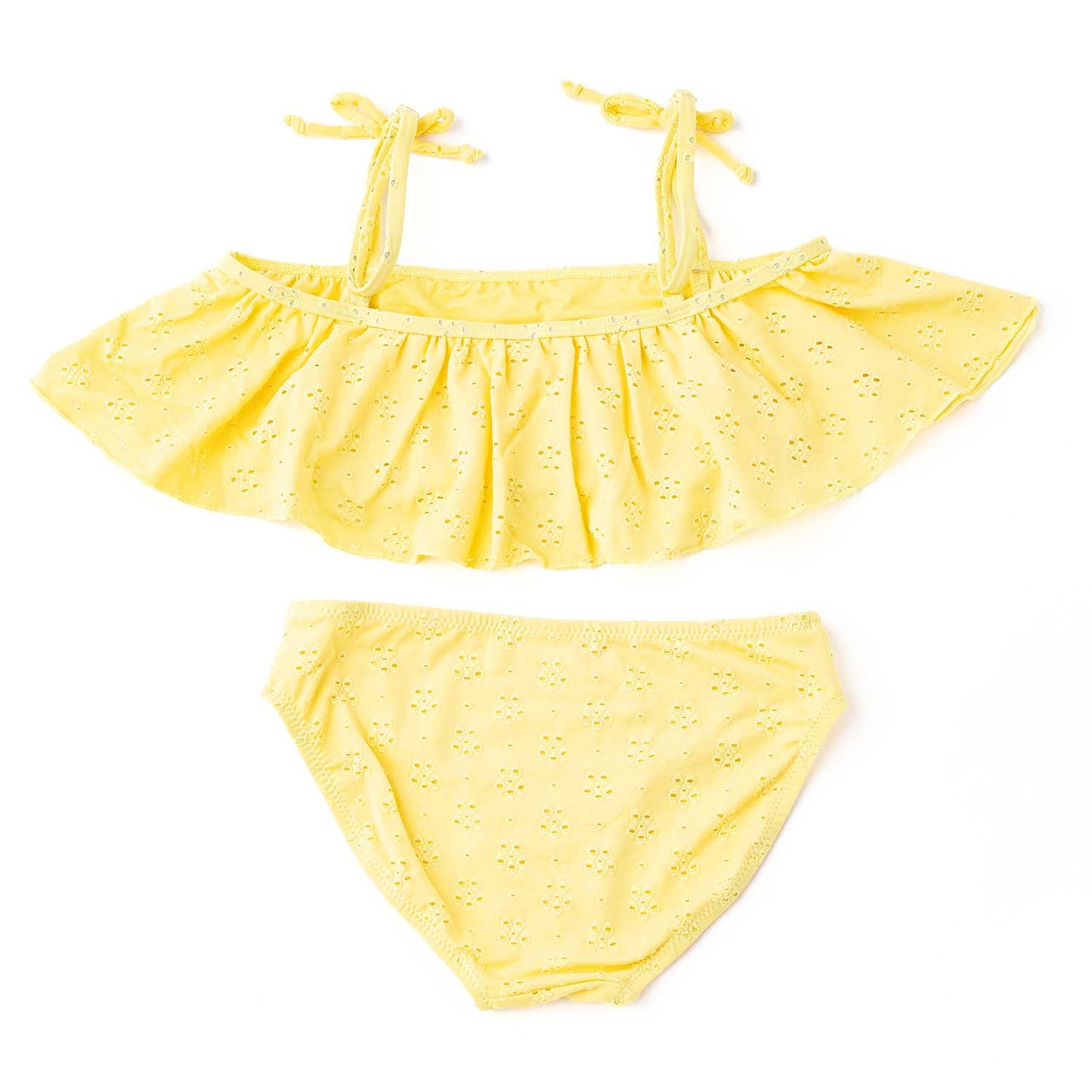 Eyelet Ruffle Girls Two-Piece Swimsuit | Butter Yellow