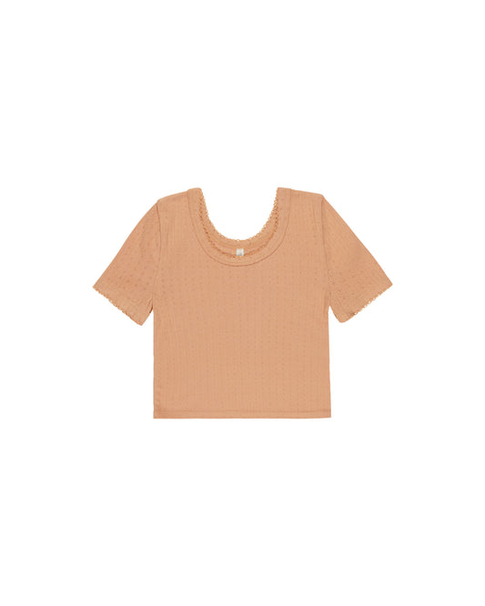 POINTELLE TEE || GRAPEFRUIT