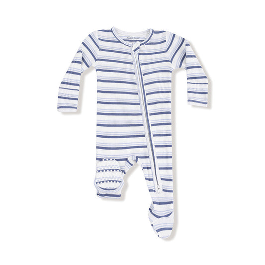 Vintage Stripe | Blue | 2 Way Zipper Footie