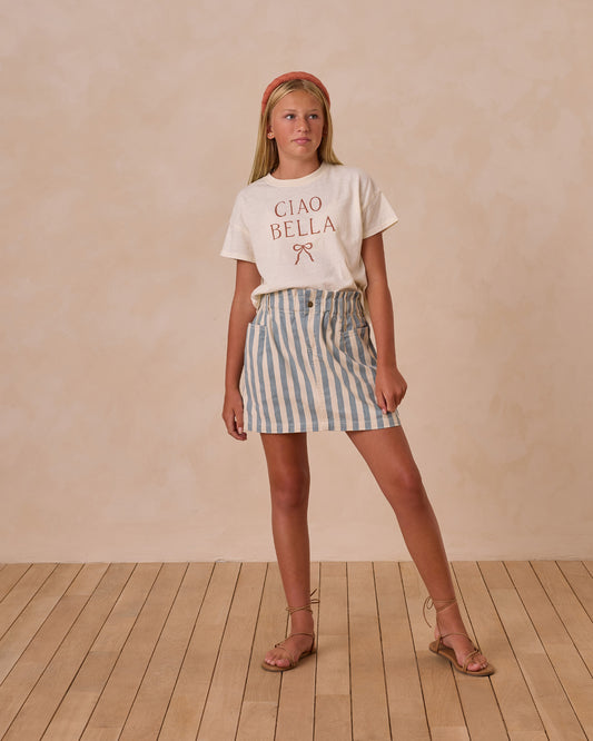DENIM MINI SKIRT | OCEAN STRIPE