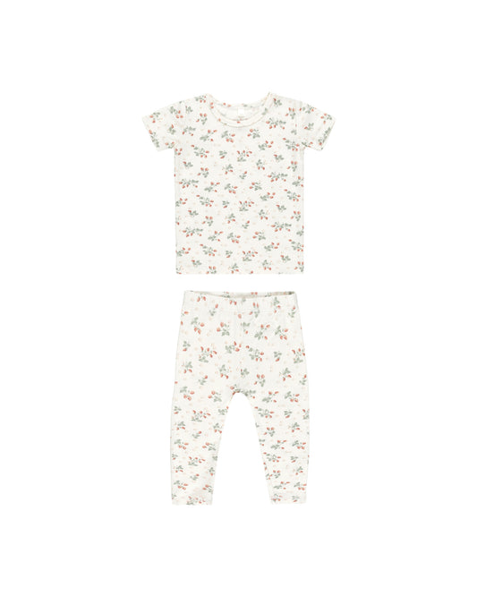 BAMBOO SHORT SLEEVE PAJAMA SET || STRAWBERRIES