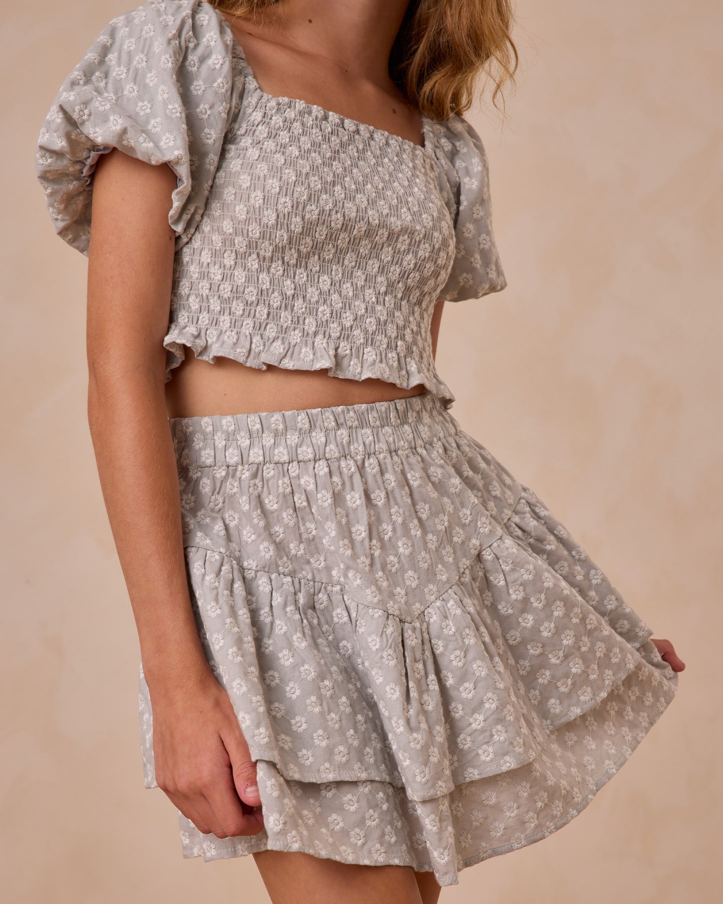 TIERED MINI SKIRT | SEAFOAM