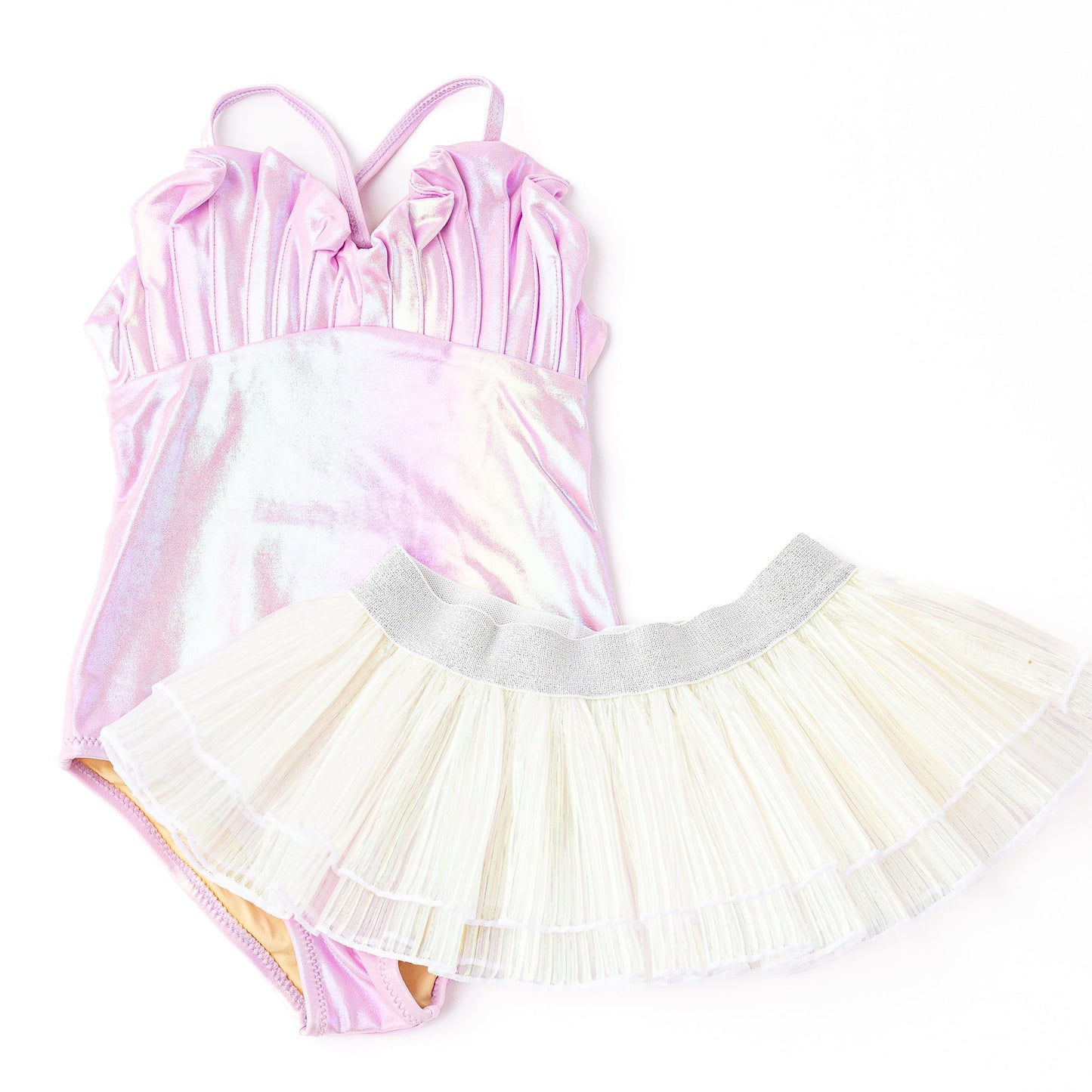 Metallic Girls One Piece Swimsuit & Tutu | Lilac