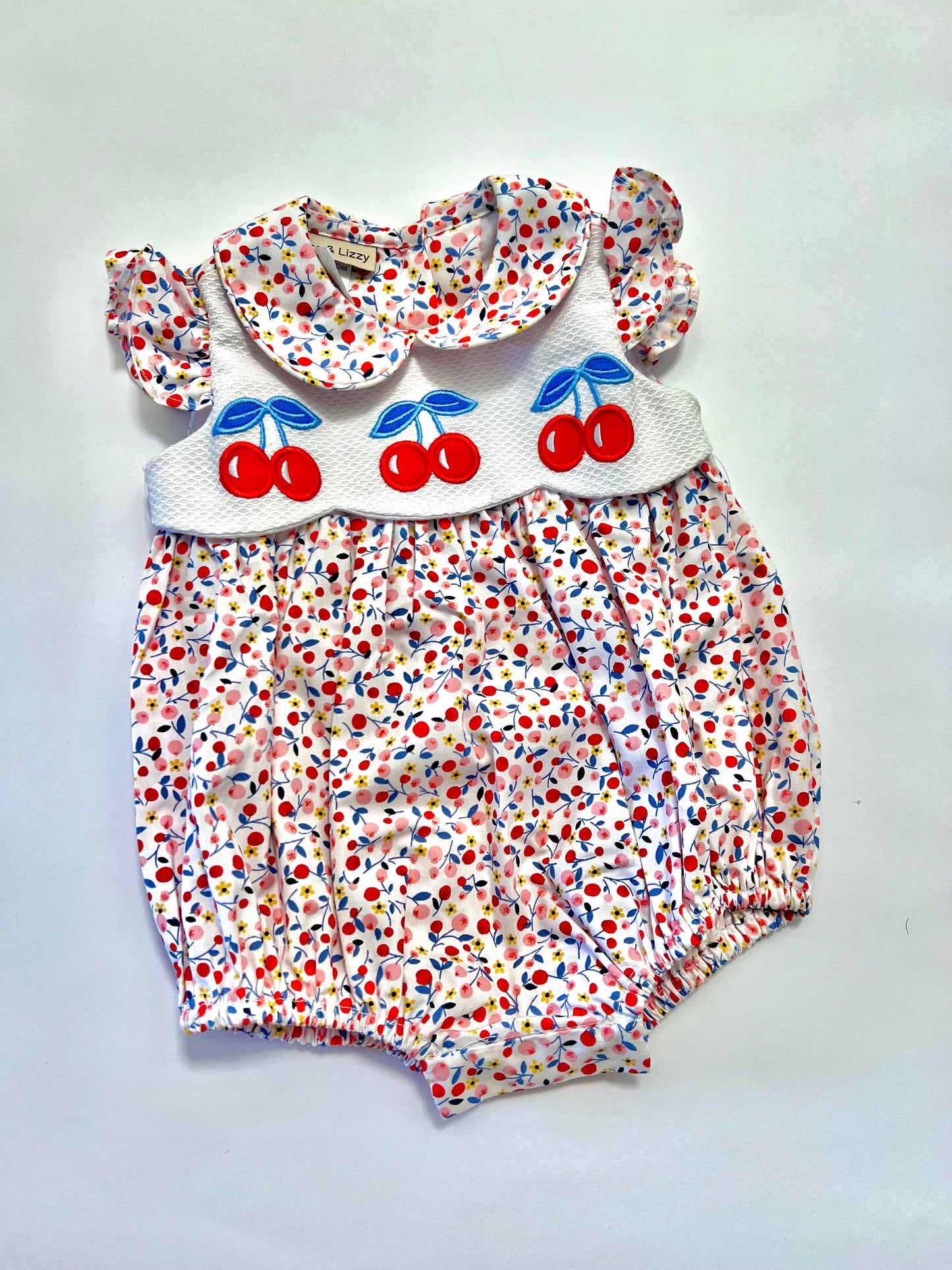 Girls Hand Smocked Bubble | Cherries