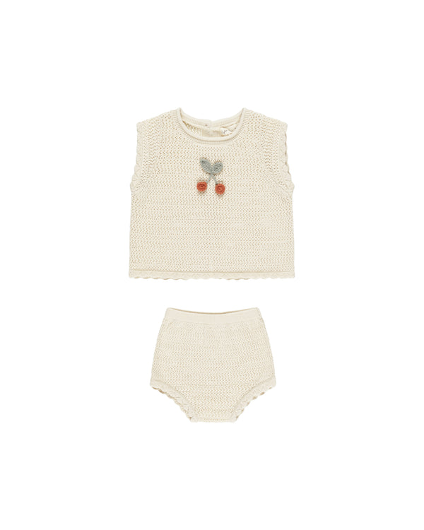 SCALLOP KNIT BABY SET || CHERRY