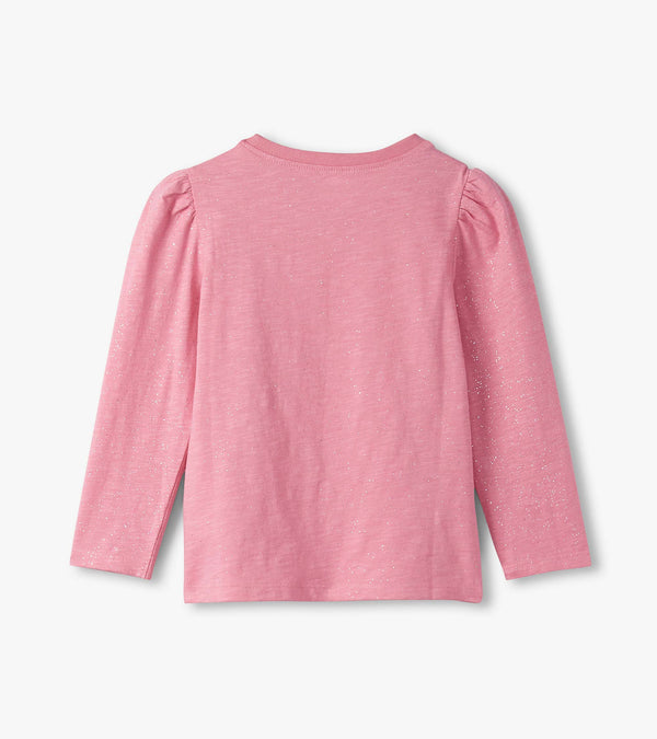 Sparkle Puff Sleeve Tee Shirt | Sea Pink