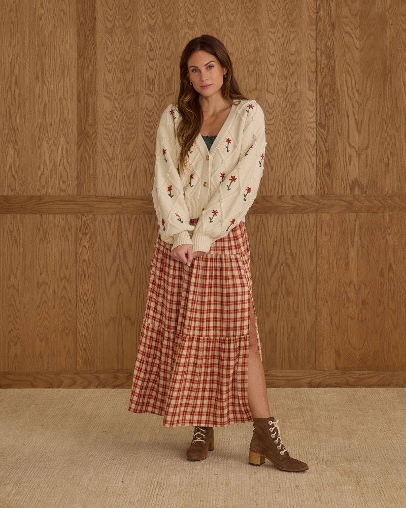 BOXY CROP CARDIGAN || WINTER DAISY EMROIDERY - WOMENS