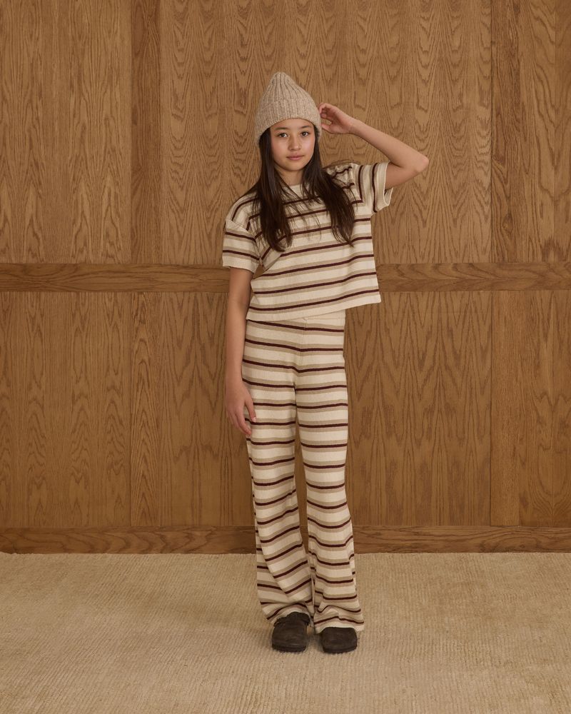KNIT WIDE LEG || BURGUNDY STRIPE TEEN
