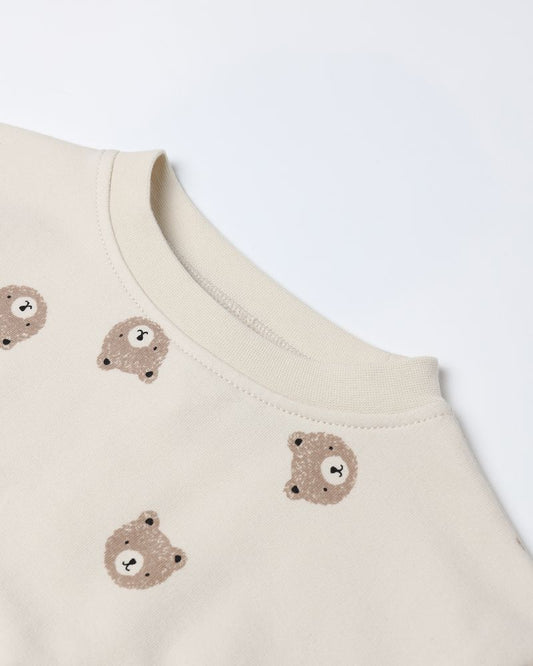 CREWNECK BUBBLE ROMPER || BROWN BEAR