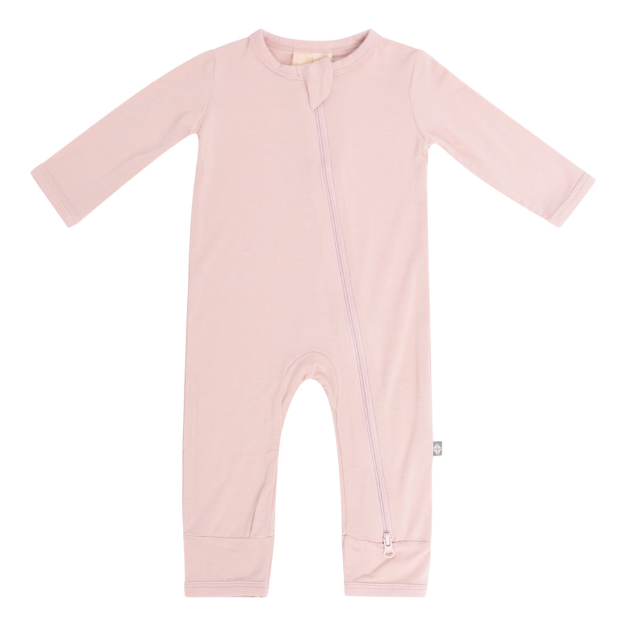 Long Sleeve Zippered Romper - Blush