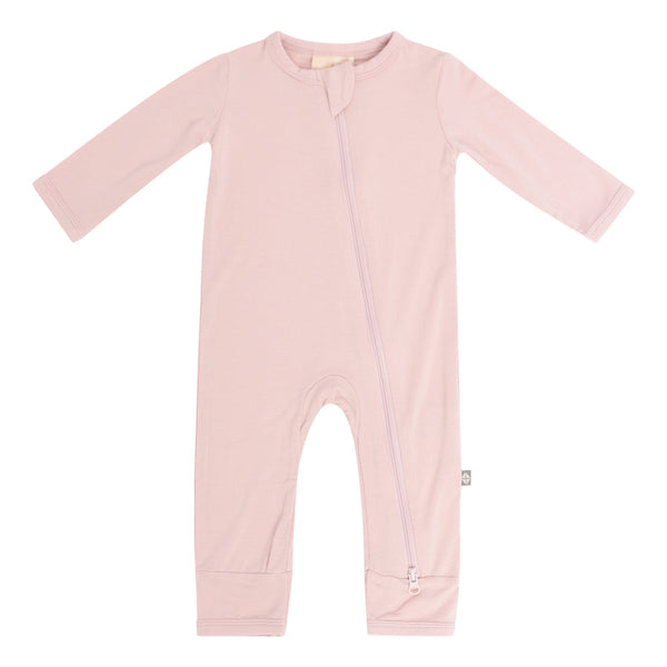 Long Sleeve Zippered Romper - Blush