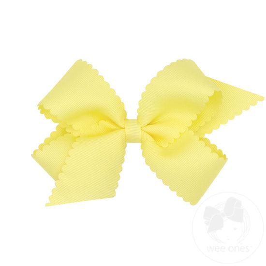 Medium Grosgrain Scalloped Edge Bow - Light Yellow