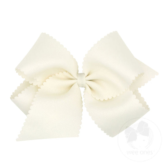 King Grosgrain Scalloped Bow | Antique White
