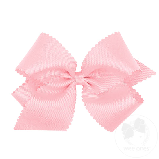 King Grosgrain Scalloped Edge Bow - Light Pink