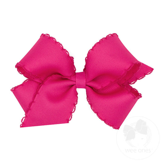 Medium Monotone Moonstitch Bow | Shocking Pink