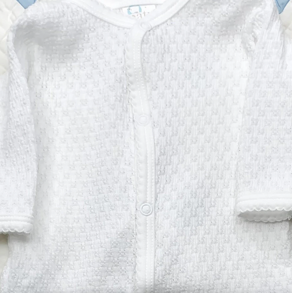 White Knit Footie With Trim Options