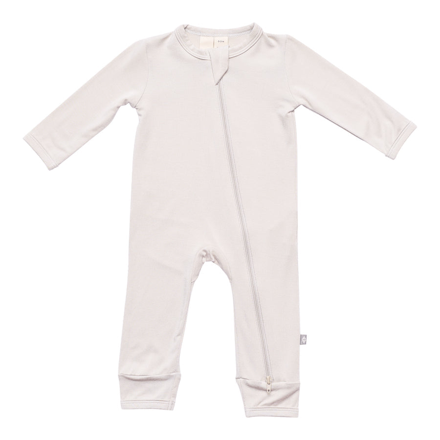 Long Sleeve Zippered Romper-Oat