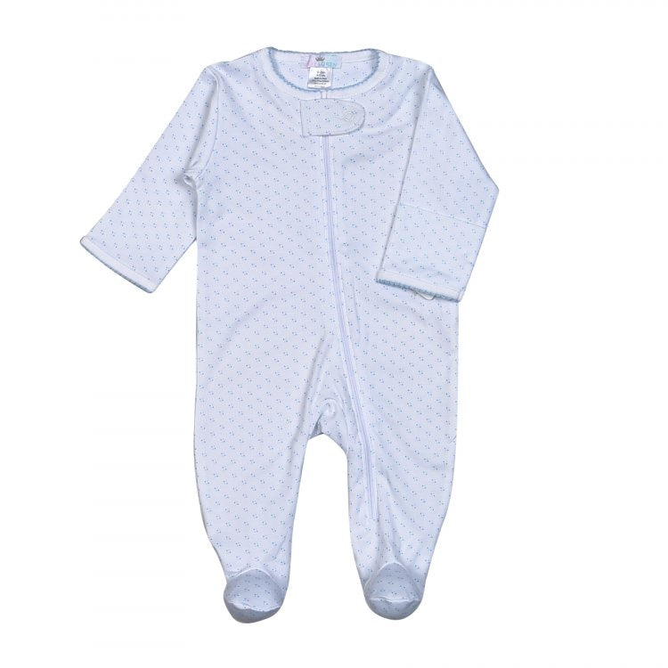 Blue Tiny Dots Zipper Footie