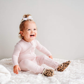 Long Sleeve Zippered Romper - Blush