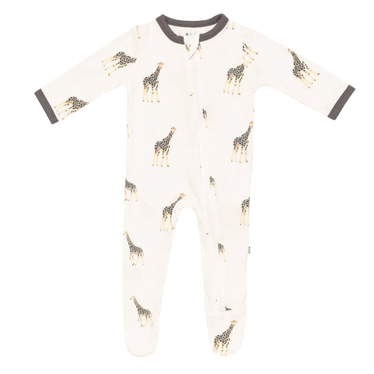 Long Sleeve Zippered Footie - Giraffe
