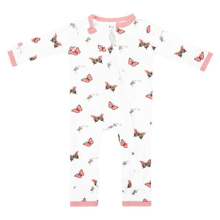 Long Sleeve Zippered Romper - Butterfly