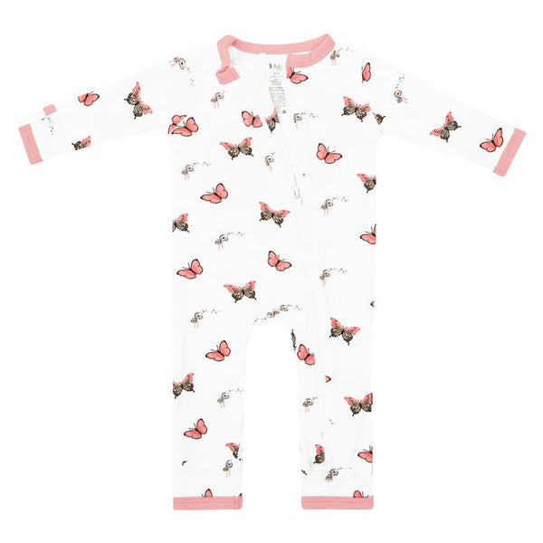 Long Sleeve Zippered Romper - Butterfly