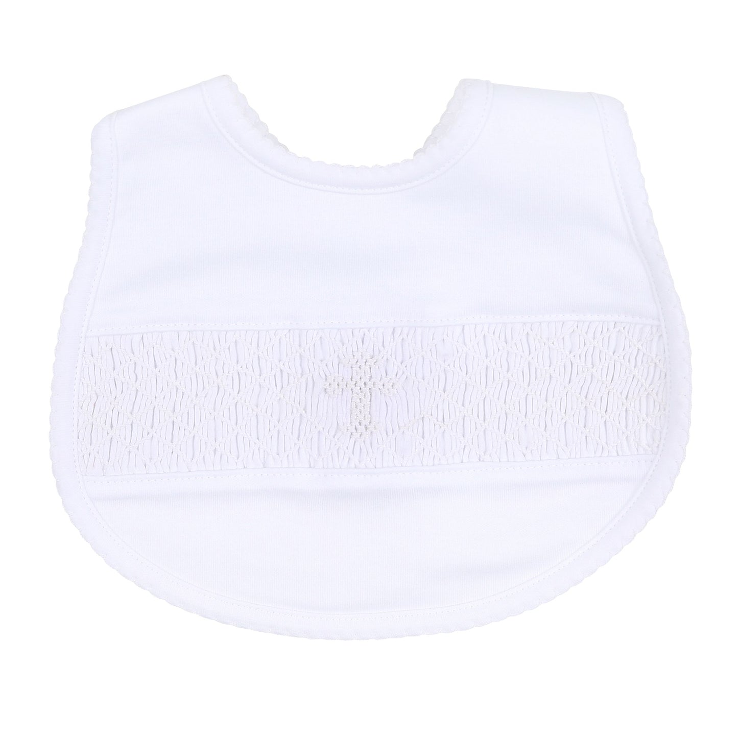Blessed Smocked Bib | White