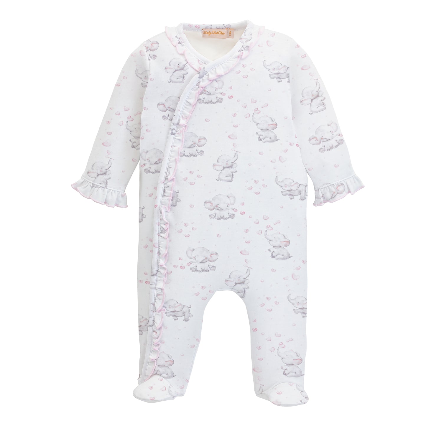 Bubbly Elephant Pink Footie w/ Ruffle