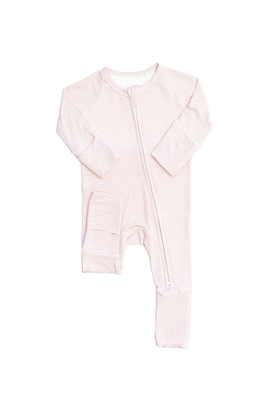 Mini Stripe Sleep Romper | Pink