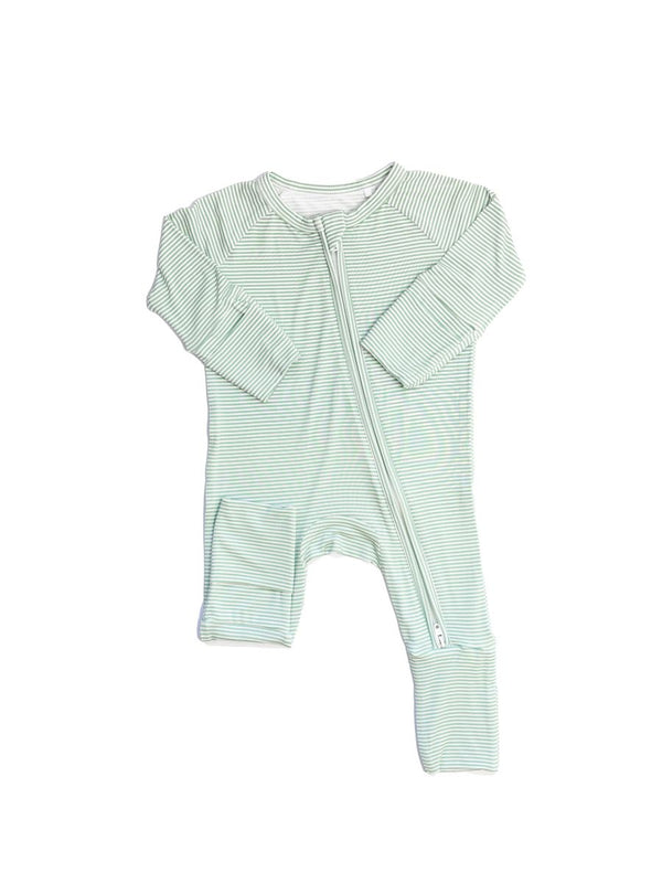 Mini Stripe Sleep Romper | Pistachio