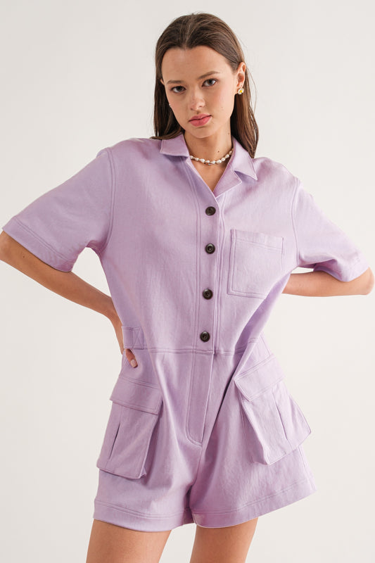 Cargo Knit Romper| Lavender