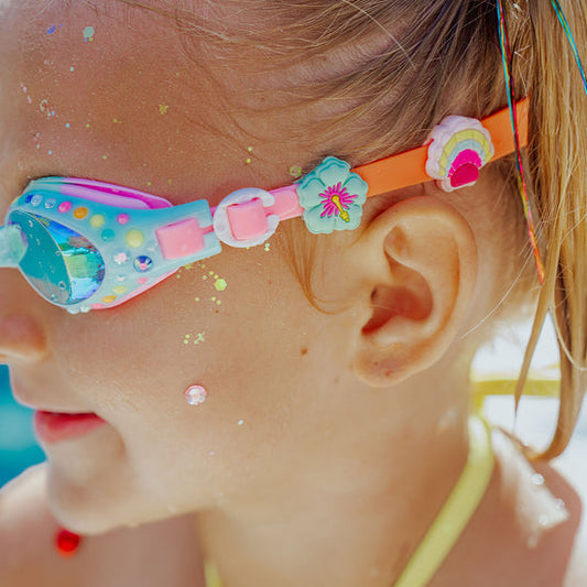 Tropical Getaway Girl Kids' Swim Goggles | Barrier Reef Blue