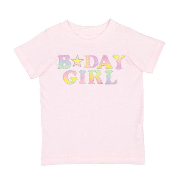 Pastel Rainbow Bday Girl Patch Short Sleeve T-Shirt