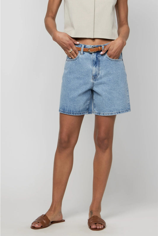 Emmerson High Rise Long Shorts | Light Wash