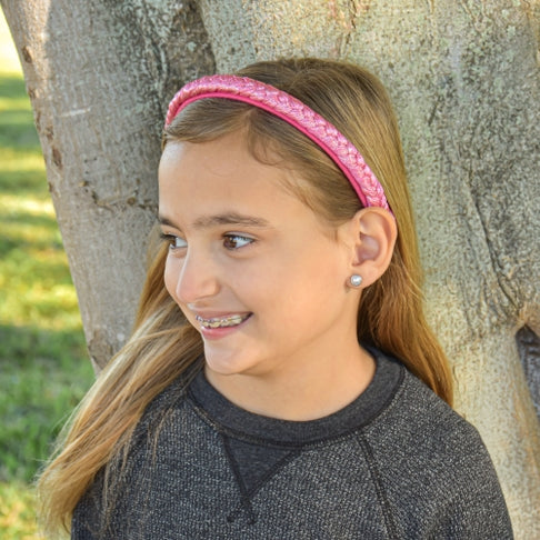Metallic Glitter Braided Headband | Black or Pink